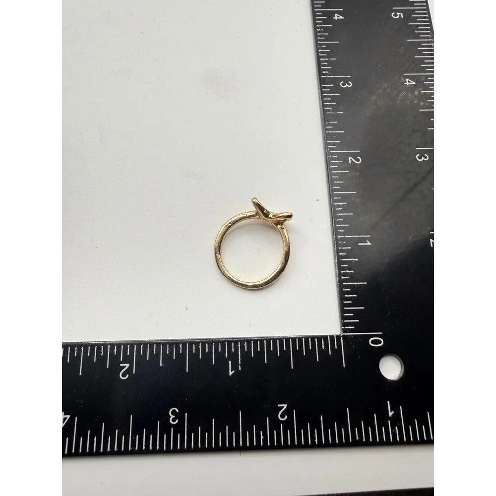 Gold Tone White Butterfly‎ Ring Size 5.25 Dainty Whimsical Minimalist Jewelry